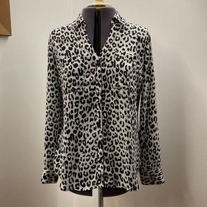 Black and White Leopard Print Express Portofino Shirt